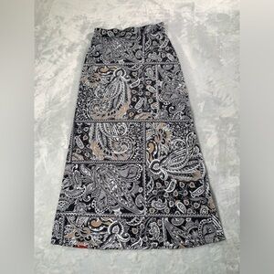 Ambiance Black and Gray Paisley A-Line Skirt